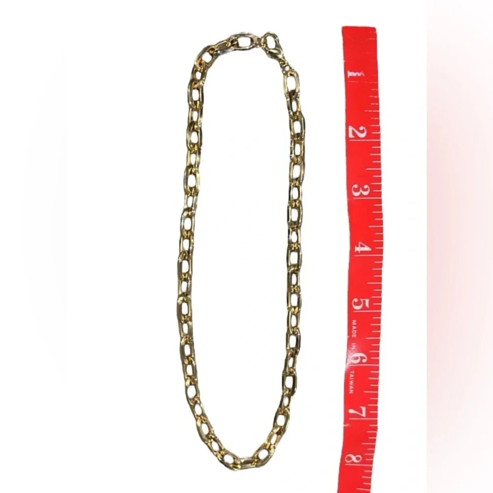 Gold tone chain necklace big link 80s estate sale